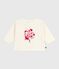 T-shirt a maniche lunghe in cotone con motivo gatto neonato ecru MILK