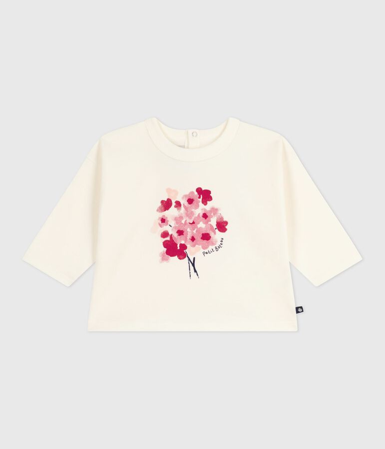 Maglietta a maniche lunghe in cotone per neonati ecru