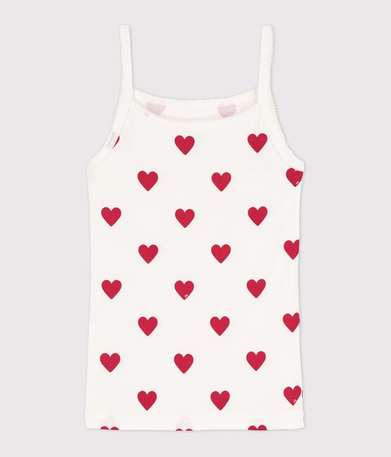 Canottiera con spalline ICONICA in cotone BIO donna bianco MARSHMALLOW/rosso TERKUIT