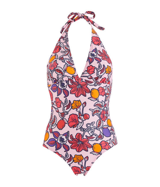 Costume da bagno intero ecoresponsabile donna rosa PATIENCE/bianco MULTICO