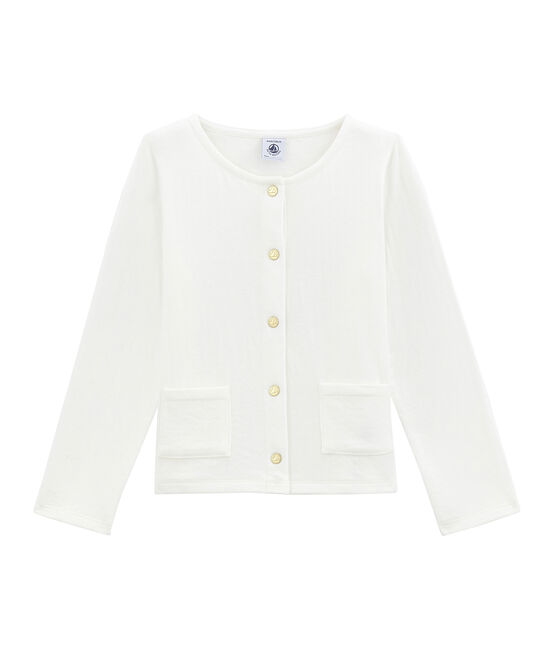 Cardigan bambina in tubique bianco MARSHMALLOW