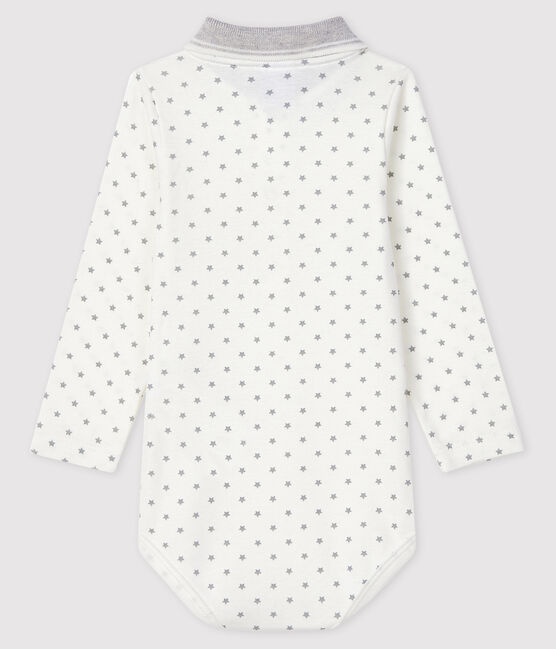 Body manica lunga colletto a polo bebè bianco MARSHMALLOW/grigio GRIS
