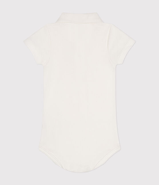 Body con colletto polo in cotone a manica corta bebè bianco MARSHMALLOW