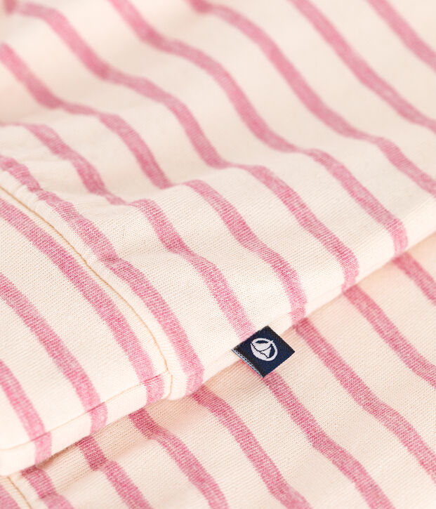 Felpa bambina in tubique ecru/rosa