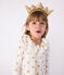 Camicia da notte travestimento bambina in ciniglia con stampa a cuori dorati ecru MILK+DORE