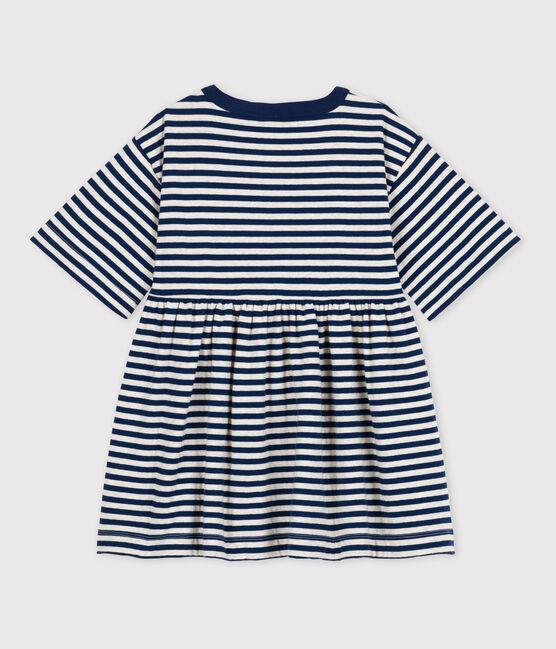 Abito bambina a maniche 3/4 in cotone a righe blu MEDIEVAL/ MONTELIMAR