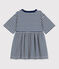 Abito bambina a maniche 3/4 in cotone a righe blu MEDIEVAL/ MONTELIMAR