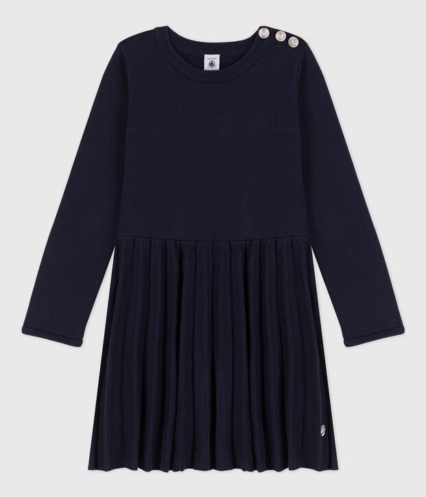 Abito bambina a maniche lunghe in maglia di cotone SMOKING