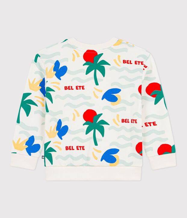 Felpa in cotone stampato bambino ecru/multicolore