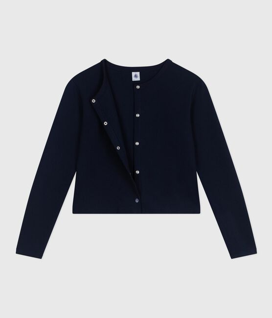 Cardigan in cotone tinta unita donna blu SMOKING