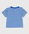 T-shirt a maniche corte in cotone a righe neonato blu PORCELANA/ MARSHMALLOW