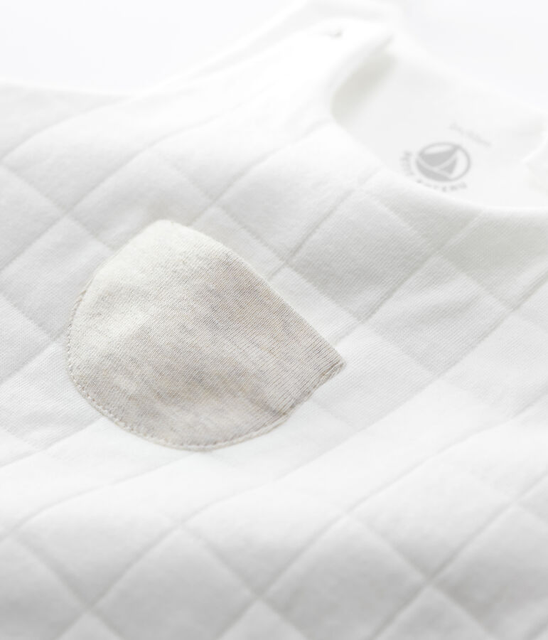 Salopette lunga beb&egrave; trapuntata in cotone biologico bianco MARSHMALLOW