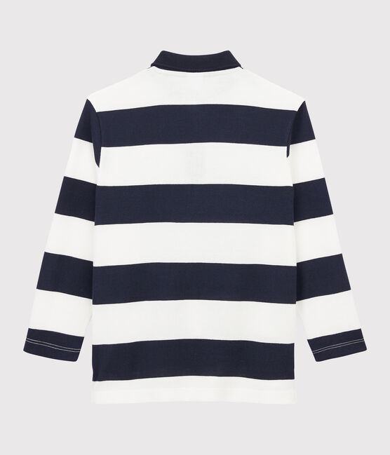 Polo a manica lunga bambino blu SMOKING/bianco MARSHMALLOW