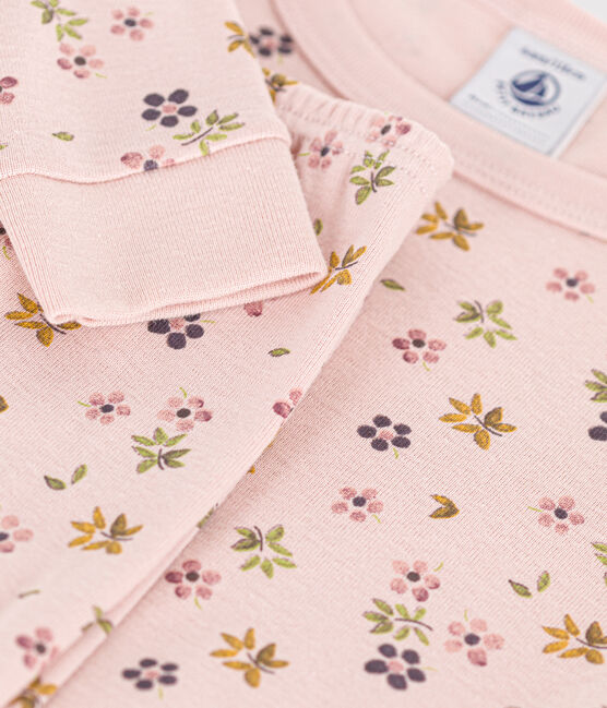 Pigiama aderente in cotone con stampa a fiori bambino SALINE/ MARSHMALLOW