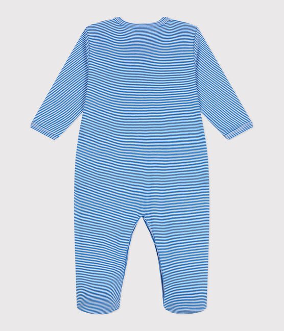 Pigiama in cotone a righe neonato DELPHINIUM/ MARSHMALLOW