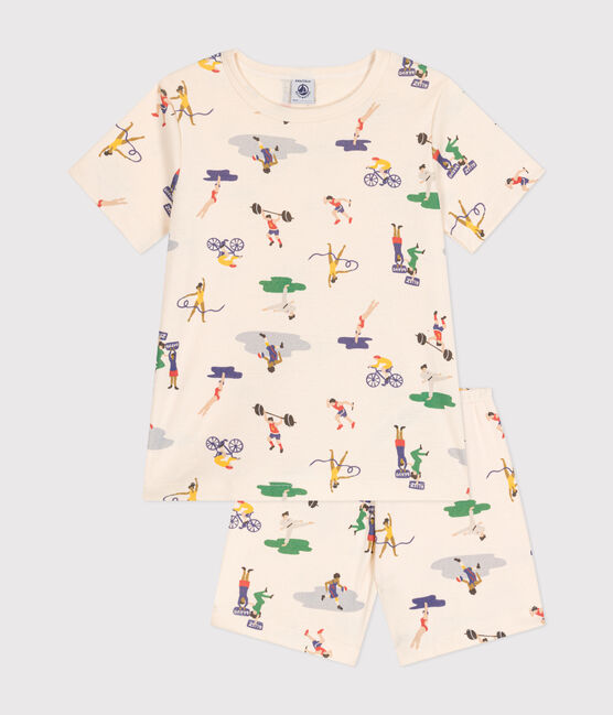 Pigiama short in cotone con stampa multi sport bambino bianco AVALANCHE/ MULTICO
