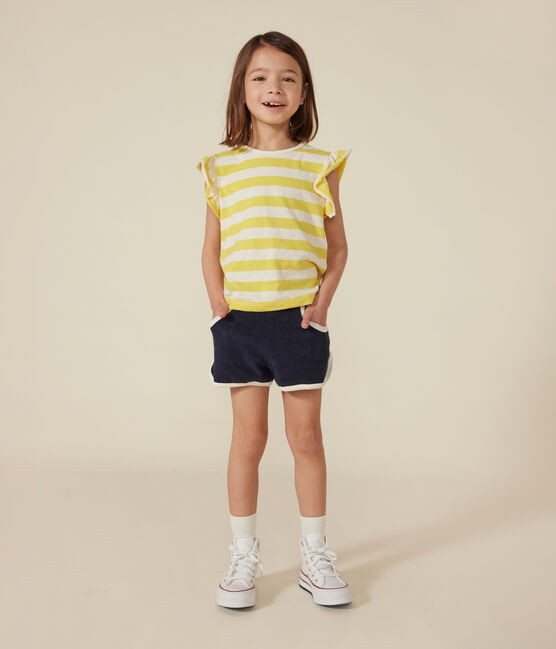T-shirt bambina a righe in jersey fiammato giallo NECTAR/ AVALANCHE