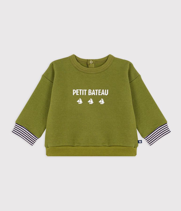 Felpa in cotone con motivo vintage Petit Bateau neonata verde