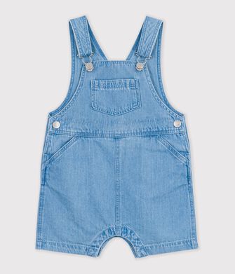Salopette corta in denim leggero neonato