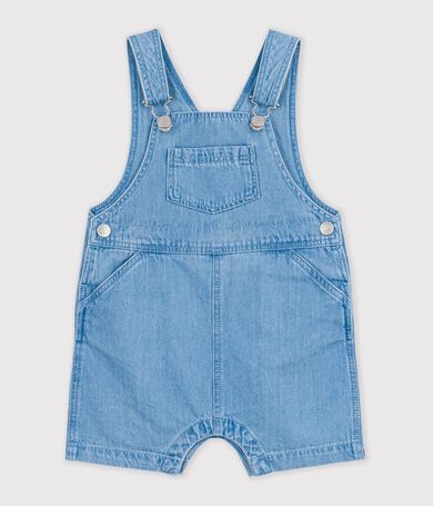 Salopette corta in denim leggero neonato