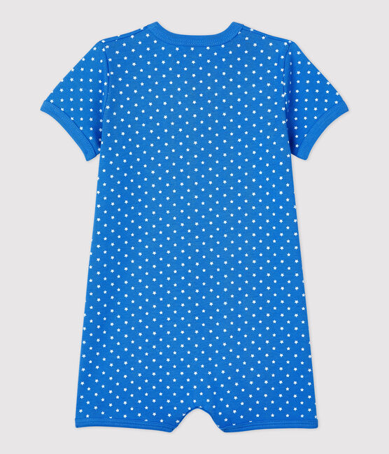 Tutina corta fantasia pois bebè in cotone biologico blu BRASIER/grigio MARSHMALLOW