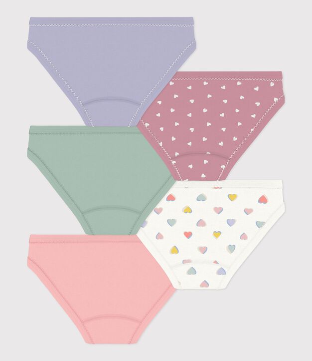 Set di slip in cotone a cuori bambina multicolore