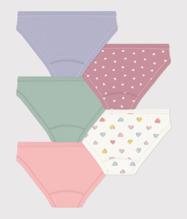 Set di slip in cotone a cuori bambina multicolore