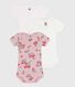 Set di body a maniche corte in cotone a fiori neonato
