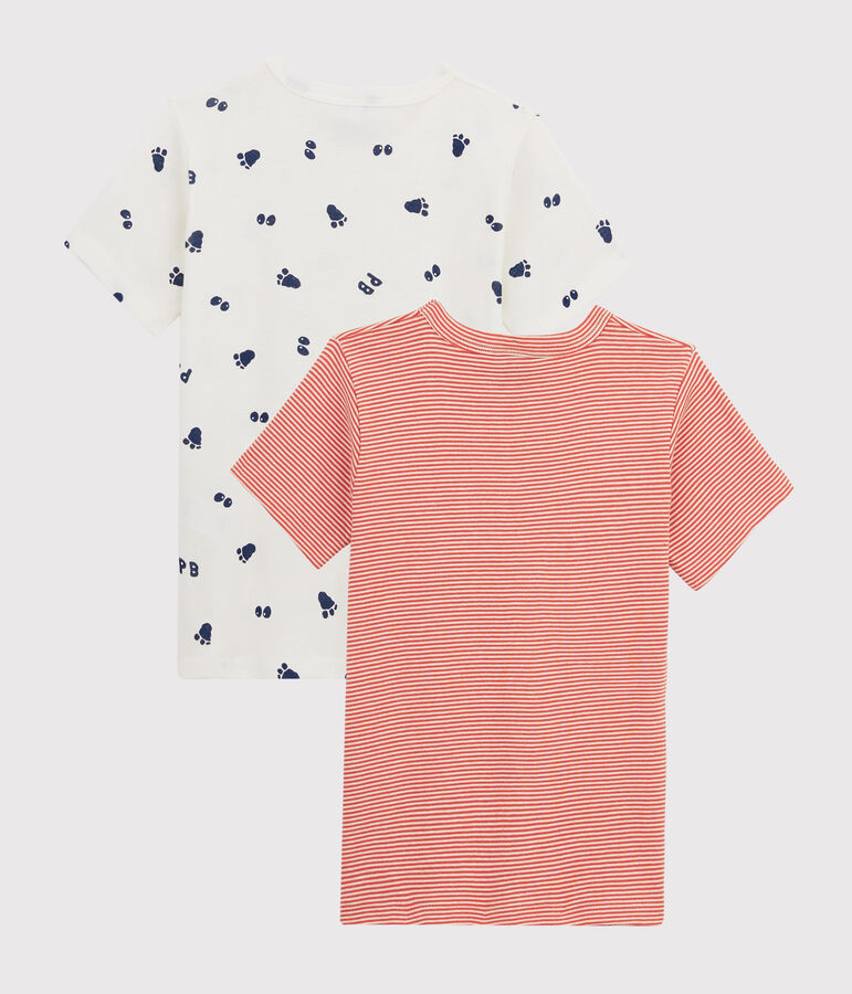 Confezione da 2 t-shirt manica corta fantasia zampa dello yeti da bambino multicolore