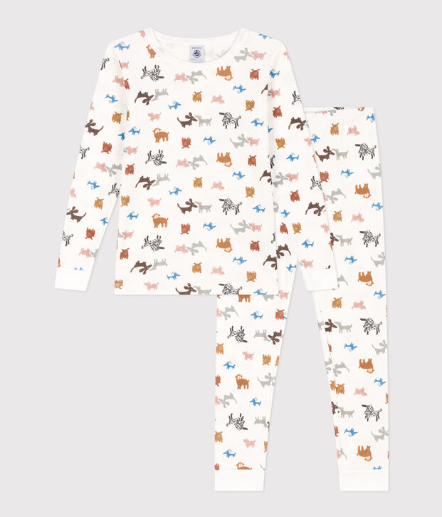 Pigiama bambino unisex in cotone aderente bianco/multicolore