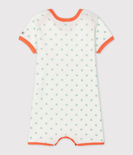 Tutina corta bebè bambino a costine bianco MARSHMALLOW/verde VERGLAS