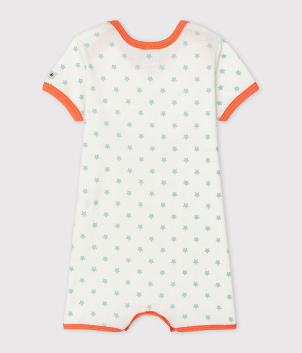 Tutina corta beb&egrave; bambino a costine bianco/blu