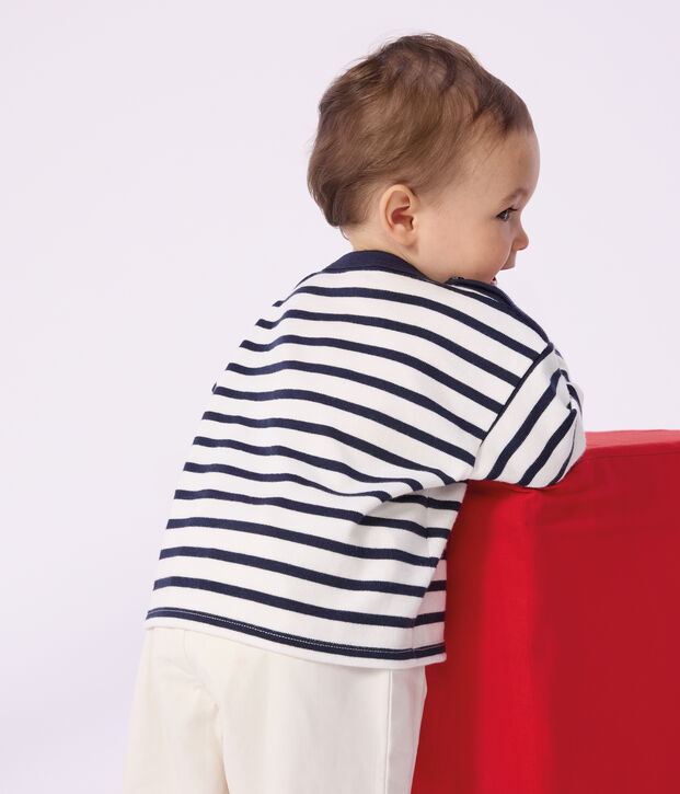 Marini&egrave;re iconica in cotone neonato bianco/blu