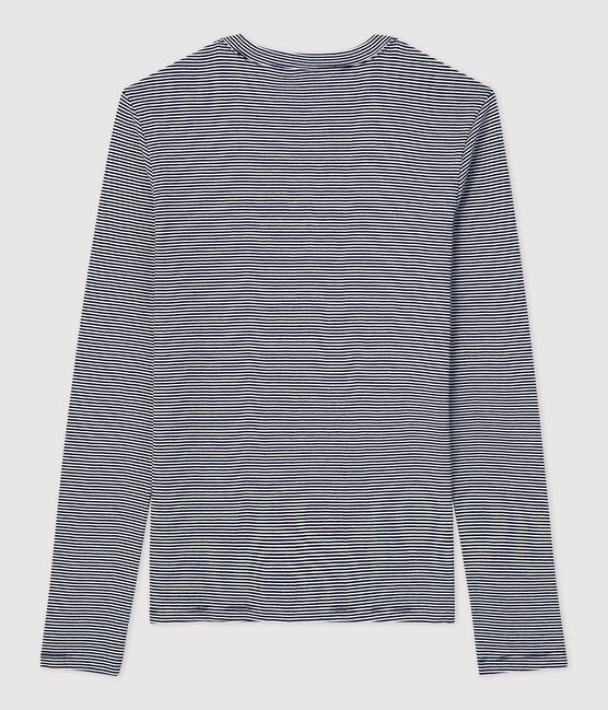 T-shirt L'ICONIQUE girocollo in cotone Donna blu SMOKING/bianco MARSHMALLOW