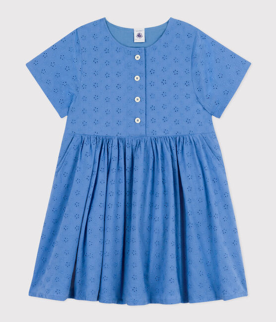 Abito a manica corta bambina in pizzo Sangallo blu GAULOISE