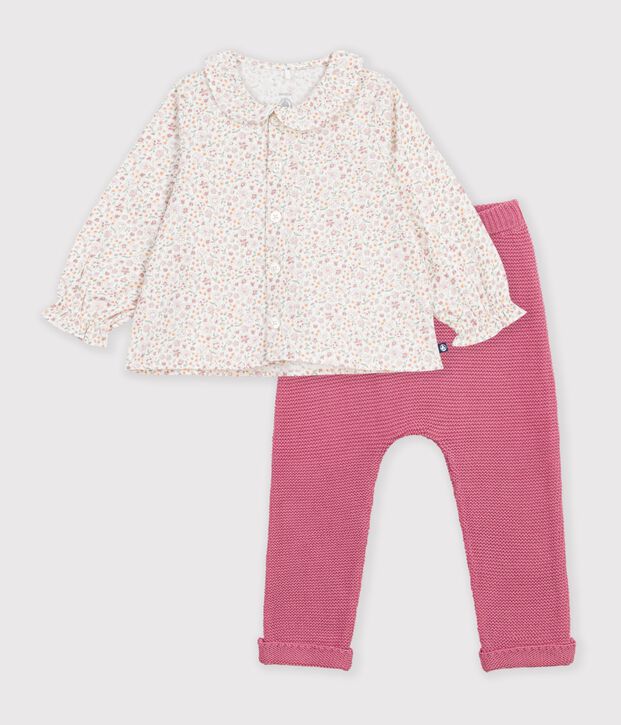 Set in cotone con stampa a fiori neonata multicolore