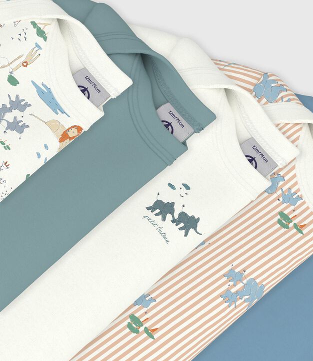 Set di body a maniche corte in cotone con stampa neonato multicolore