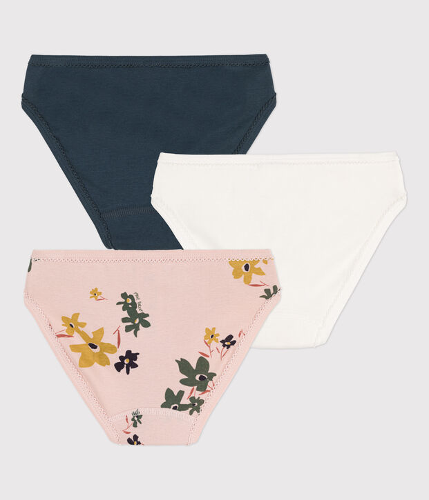Confezione da 3 slip a fiori in cotone bambina multicolore