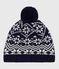 Cuffietta in lana jacquard bambino blu SOIR/ MARSHMALLOW