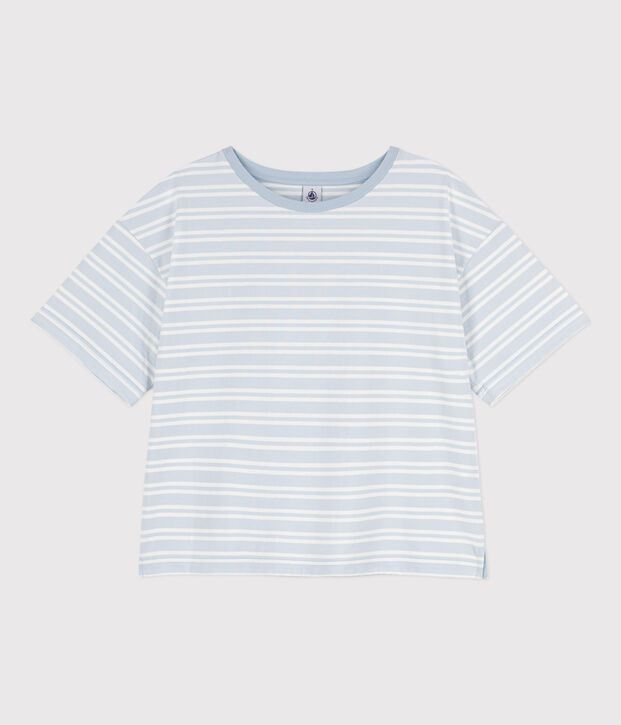 T-shirt LE BOXY in cotone donna blu/bianco