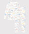 Pigiama aderente bambino in cotone con stampa arcobaleno bianco MARSHMALLOW/bianco MULTICO