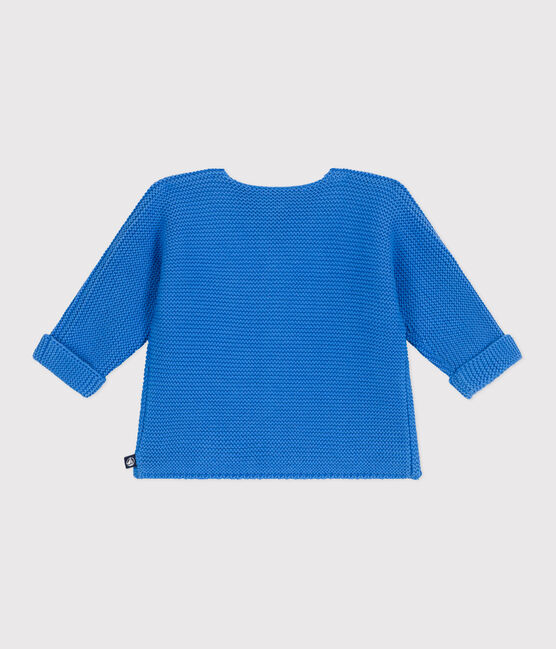Cardigan in maglia di cotone a punto legaccio neonato blu EDNA