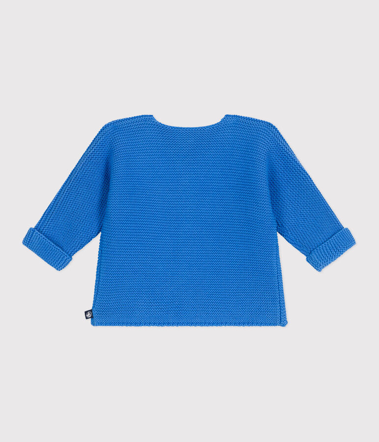 Cardigan in maglia di cotone a punto legaccio neonato blu