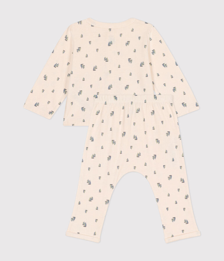 Completo 2 pezzi in tubique neonato ecru/multicolore