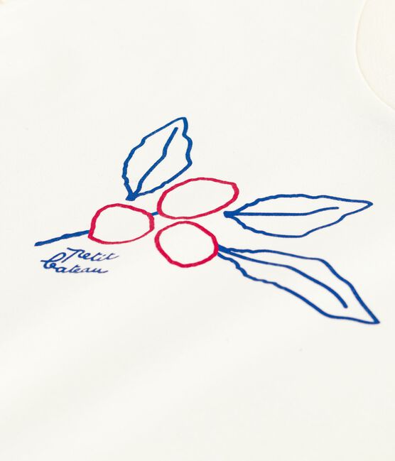T-shirt a maniche corte con stampa bambina ecru MILK