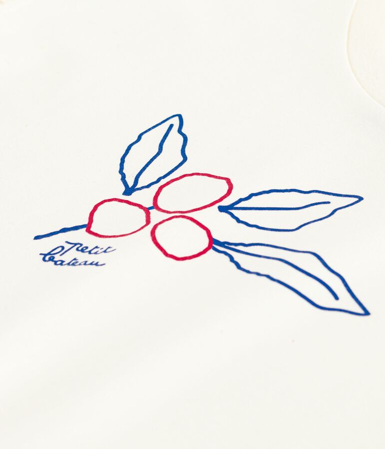 T-shirt a maniche corte con stampa bambino ecru