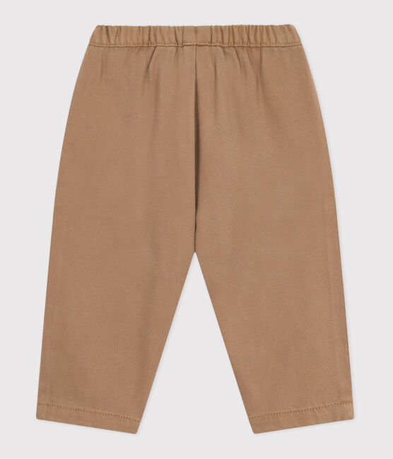 Pantaloni stile cargo in cotone tinta unita con stemma neonato beige ROCHE CLAIR