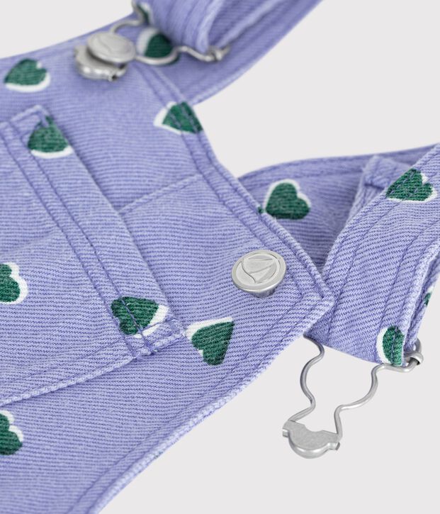 Salopette lunga in serge con stampa a cuori neonata viola/multicolore