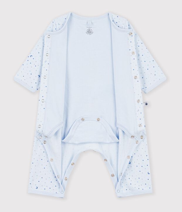 Bodyjama senza piedini in cotone con stelle stampate neonato blu/multicolore