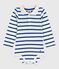 Body in cotone a righe con colletto a polo neonato blu MILK/ OLYMPIC